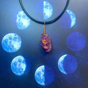 Handmade Raw Amethyst Copper Wrapped Necklace | NWT